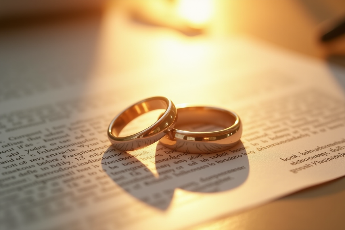 Anneaux de mariage sur surface en bois en lumière naturelle