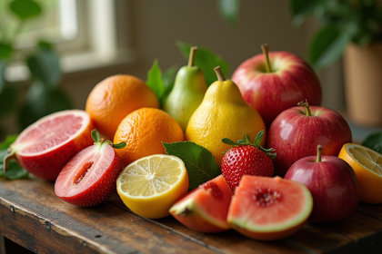 Fruits frais variés sur une table en bois pour l article