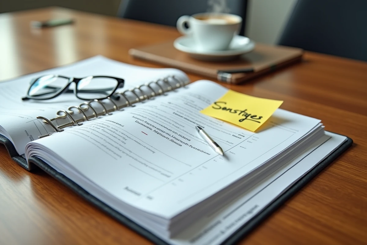 Détail d'un classeur administratif européen avec la mention Sonstiges traduite en français sur une note autocollante