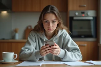 Femme utilisant un code récompense sur l'application Monopoly GO depuis son smartphone à la maison