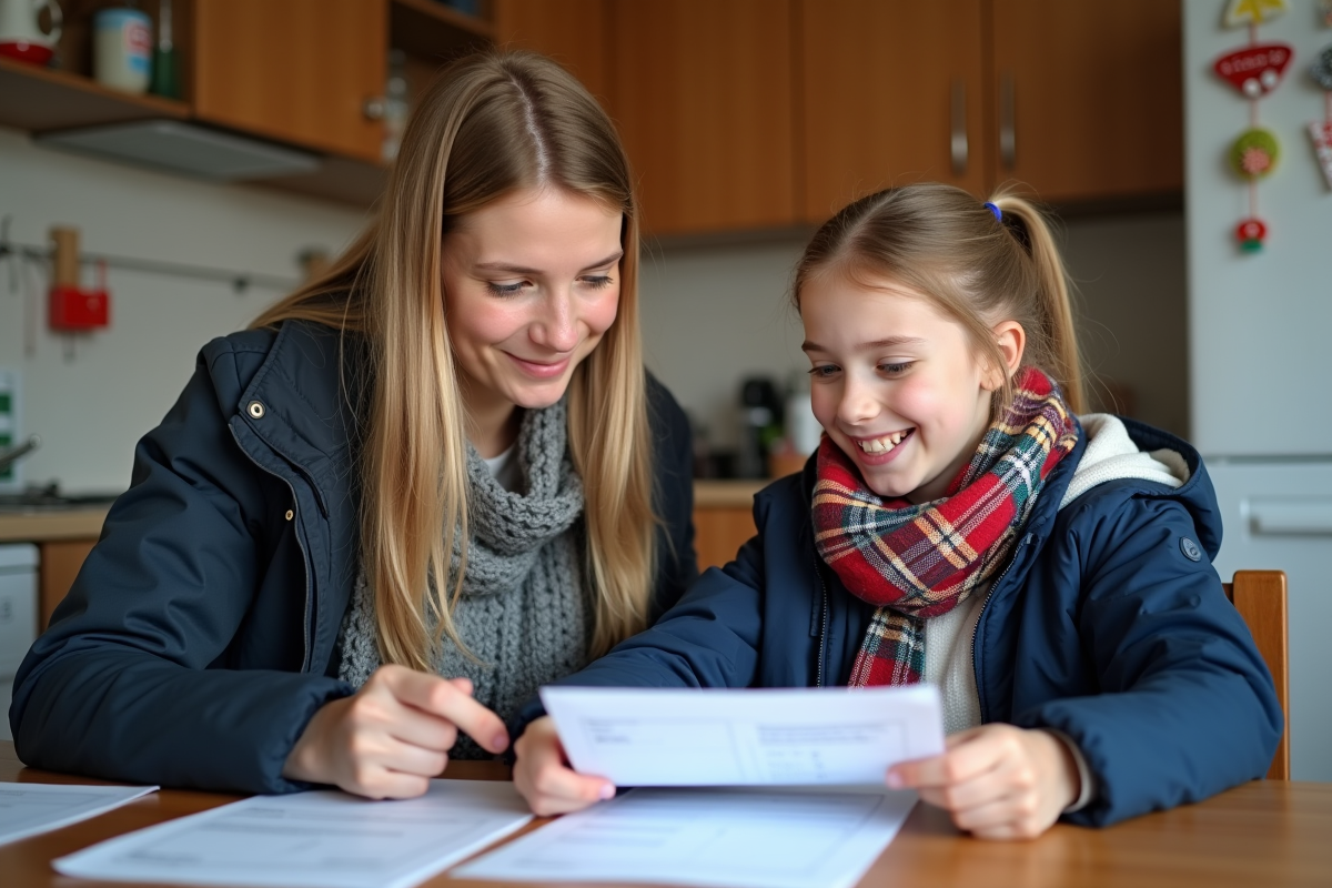 Jeune fille souriante avec sa mère à la maison