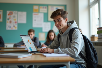 Jeune homme en streetwear utilisant un ordinateur avec dashboard Zidore